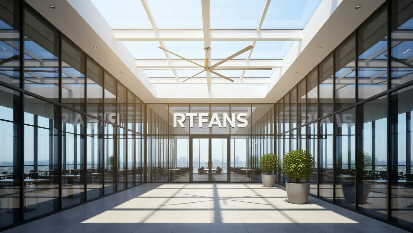 Ceiling fans in restaurant working with HVAC to reduce overall cooling energy costs.